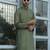 Cotton blend woven self desing olive green kurta and pyjamas