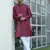 Cotton blend woven self desing maroon kurta and pyjamas