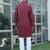 Cotton blend woven self desing maroon kurta and pyjamas
