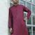 Cotton blend woven self desing maroon kurta and pyjamas