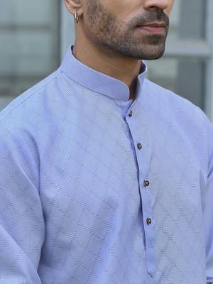 Cotton blend woven self desing mauve kurta and pyjamas 2