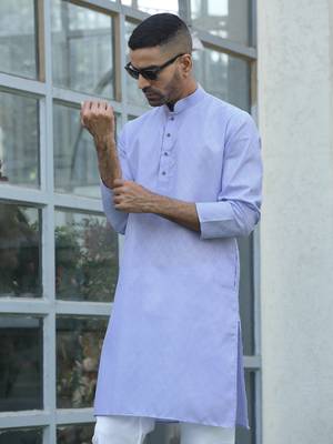 Cotton blend woven self desing mauve kurta and pyjamas 4