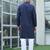 Cotton blend woven self desing navy blue kurta and pyjamas