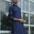 Cotton blend woven self desing navy blue kurta and pyjamas