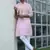 Cotton blend woven self desing pink kurta and pyjamas