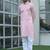 Cotton blend woven self desing pink kurta and pyjamas