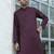 Cotton blend woven self desing purple kurta and pyjamas