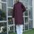Cotton blend woven self desing purple kurta and pyjamas