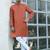 Cotton blend woven self desing rust kurta and pyjamas