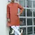 Cotton blend woven self desing rust kurta and pyjamas