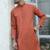 Cotton blend woven self desing rust kurta and pyjamas
