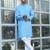 Cotton blend woven self desing sky blue kurta and pyjamas