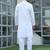 Cotton blend woven self desing white kurta and pyjamas