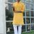 Cotton blend woven self desing yellow kurta and pyjamas