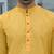Cotton blend woven self desing yellow kurta and pyjamas