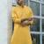 Cotton blend woven self desing yellow kurta and pyjamas