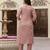 Cotton slub magic printed kurta pant embroidery neck work kurta set