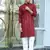 Silk rayon embroidered sequinned maroon kurta with elasticated pyjamas