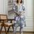 Cotton slub magic printed kurta pant embroidery neck work kurta set