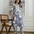 Cotton slub magic printed kurta pant embroidery neck work kurta set