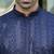 Silk rayon embroidered sequinned navy blue kurta with elasticated pyjamas