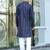 Silk rayon embroidered sequinned navy blue kurta with elasticated pyjamas