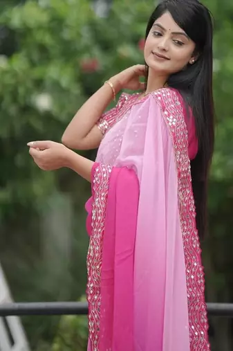 Rani Pink dual Shaded Georgette Saree