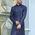 Silk rayon embroidered sequinned navy blue kurta with elasticated pyjamas