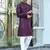 Silk rayon embroidered sequinned purple kurta with elasticated pyjamas