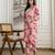Cotton slub magic printed kurta pant embroidery neck work kurta set