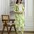 Cotton slub magic printed kurta pant embroidery neck work kurta set