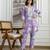 Cotton slub magic printed kurta pant embroidery neck work kurta set