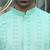 Silk rayon embroidered sequinned sea green kurta with elasticated pyjamas