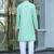 Silk rayon embroidered sequinned sea green kurta with elasticated pyjamas
