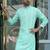Silk rayon embroidered sequinned sea green kurta with elasticated pyjamas