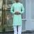 Silk rayon embroidered sequinned sea green kurta with elasticated pyjamas