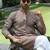 Cotton rayon embroidered sequinned beige kurta with elasticated pyjamas