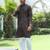 Cotton rayon embroidered sequinned black kurta with elasticated pyjamas