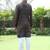 Cotton rayon embroidered sequinned black kurta with elasticated pyjamas