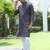Cotton rayon embroidered sequinned blue kurta with elasticated pyjamas
