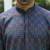 Cotton rayon embroidered sequinned blue kurta with elasticated pyjamas
