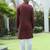 Cotton rayon embroidered sequinned maroon kurta with elasticated pyjamas