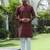 Cotton rayon embroidered sequinned maroon kurta with elasticated pyjamas