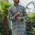 Cotton rayon embroidered chikankari sequinned blue kurta with elasticated pyjamas