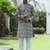 Cotton rayon embroidered chikankari sequinned blue kurta with elasticated pyjamas