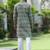 Cotton rayon embroidered chikankari sequinned green kurta with elasticated pyjamas