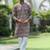 Cotton rayon embroidered chikankari sequinned mauve kurta with elasticated pyjamas