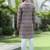 Cotton rayon embroidered chikankari sequinned mauve kurta with elasticated pyjamas