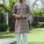Cotton rayon embroidered chikankari sequinned mauve kurta with elasticated pyjamas