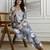 Cotton slub magic printed kurta pant embroidery neck work kurta set